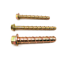 zinc plated hex serrated flange concrete screw gold bolt with high low thread